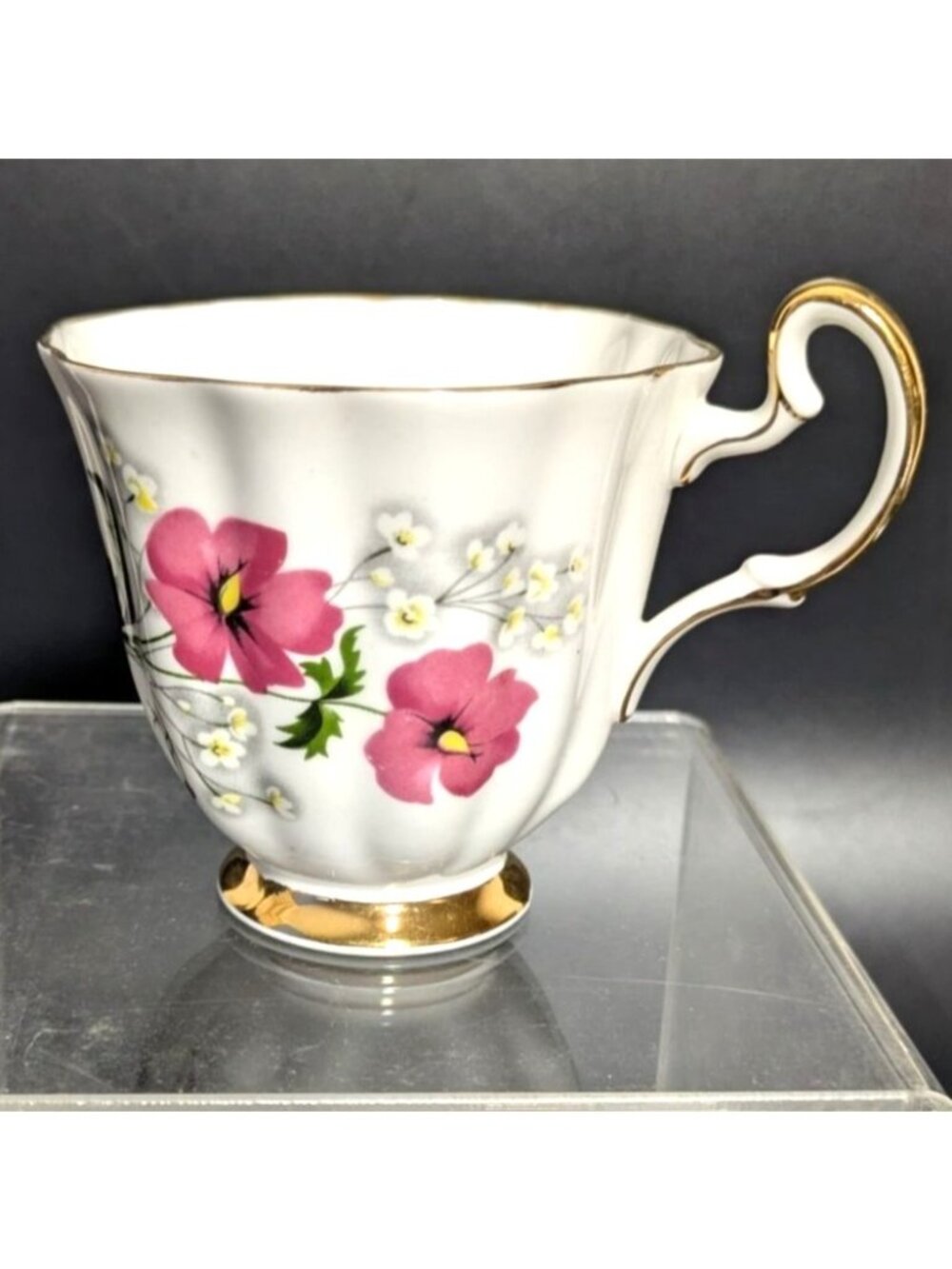 Royal Adderley Fine Bone China Tea Cup With Pink Floral Design Gold Trim